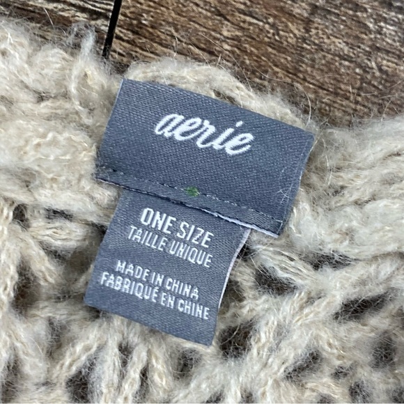 Aerie Sweater Women OS Ivory Open Front Cardigan Cable Knit Sleevesless Mohair - Picture 2 of 9